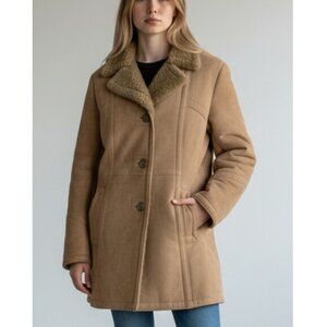 Leather Attic Vintage Shearling Sheepskin Brown Leather Fur Coat Jacket Men's 42